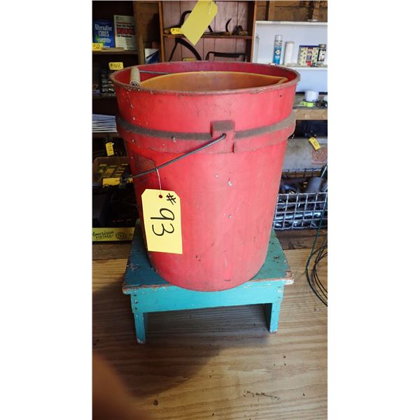 5-GALLON PAIL, 1-GALLON PAIL & OLD STEPSTOOL
