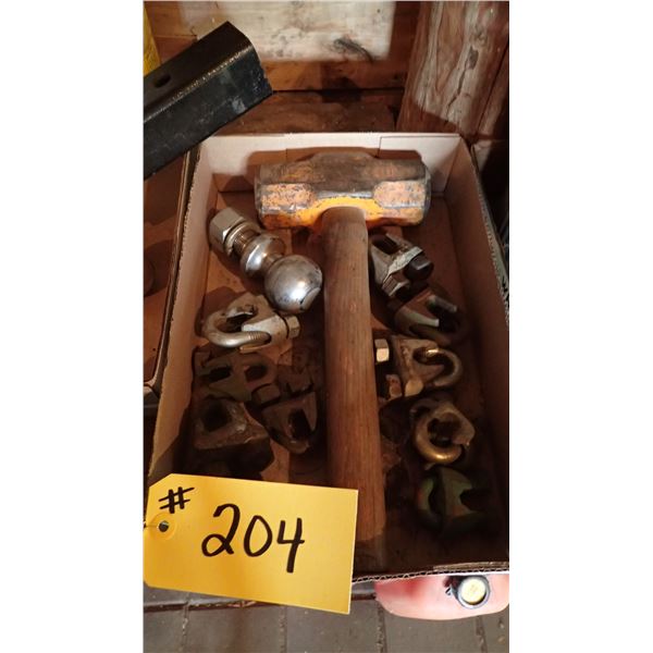 8 POUND FIST HAMMER, 2" BALL WITH 1" SHANK & CABLE U-BOLTS