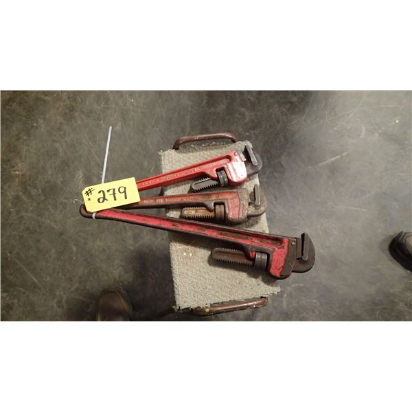 SET OF 3 PIPE WRENCHES