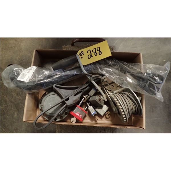 WINCH, PADLOCKS, STRAP WRENCH, SIDE WIND HANDLE
