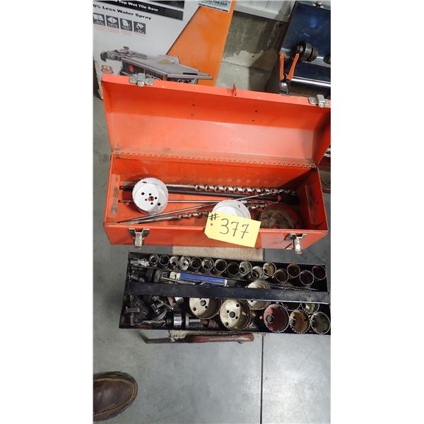 HOLE SAW KIT, CHIP AUGER BITS AND BIT EXTENSIONS WITH TOOLBOX