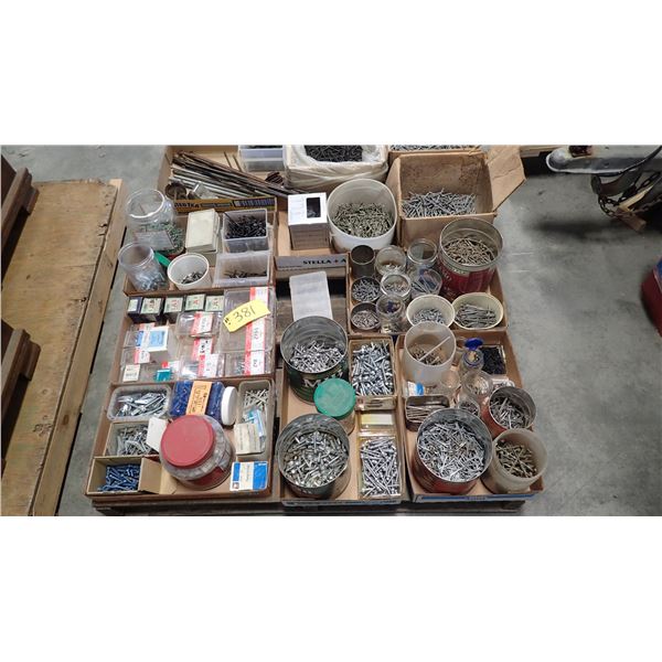 PALLET OF ASSORTED NAILS AND SCREWS