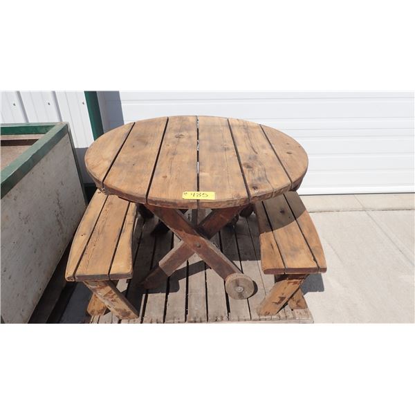 WOODEN PICNIC TABLE & BENCHES