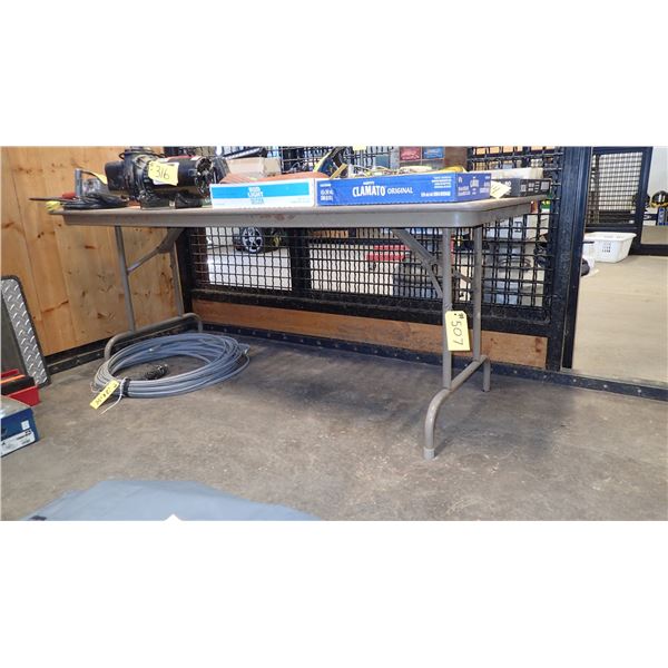 TABLE WITH FOLDING LEGS (APPROX 30” X 72”)