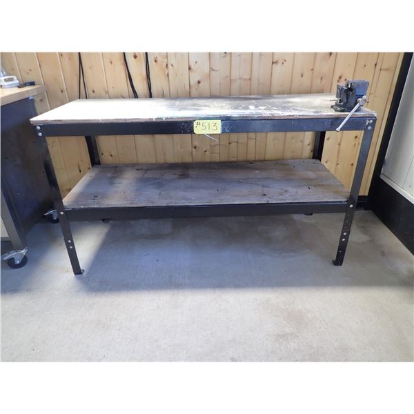 WORKBENCH APPROX 24” X 60” C/W 3” SWIVEL VICE