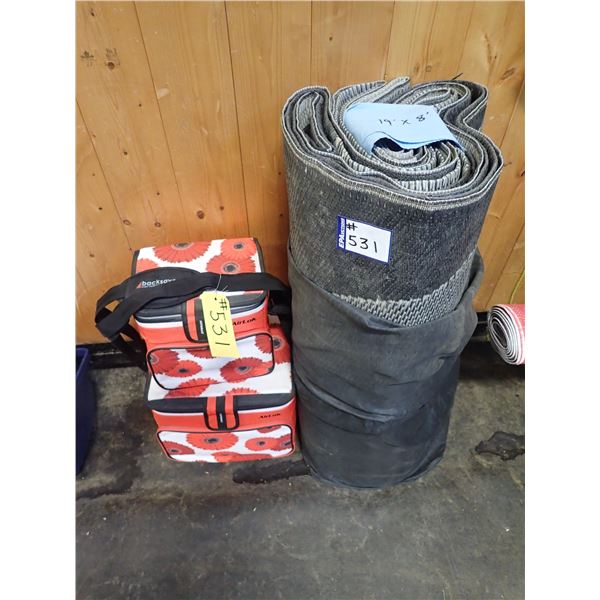 2 - AIRLOCK COOLER BAGS & 1 RV MAT (APPROXIMATELY 19‘ X 8‘)