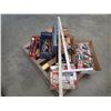 Image 1 : PALLET OF TOOLS, STRAIGHT EDGES, POUCH, BOOKS, SHIM SHINGLES & MISCELLANEOUS ITEMS