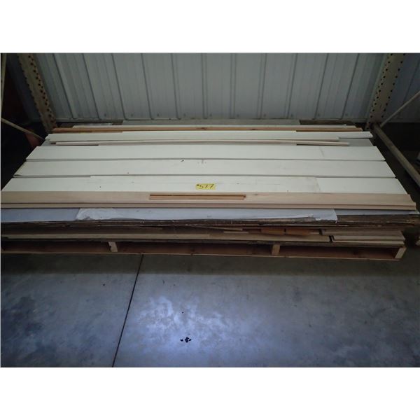 LARGE PALLET OF VARIOUS PIECES OF LUMBER; BALTIC BIRCH, PINE VENEER, 3/4” TO 1/4” PLYWOOD,
