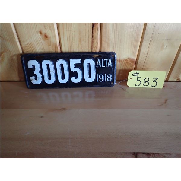 1918 ALBERTA LICENSE PLATE