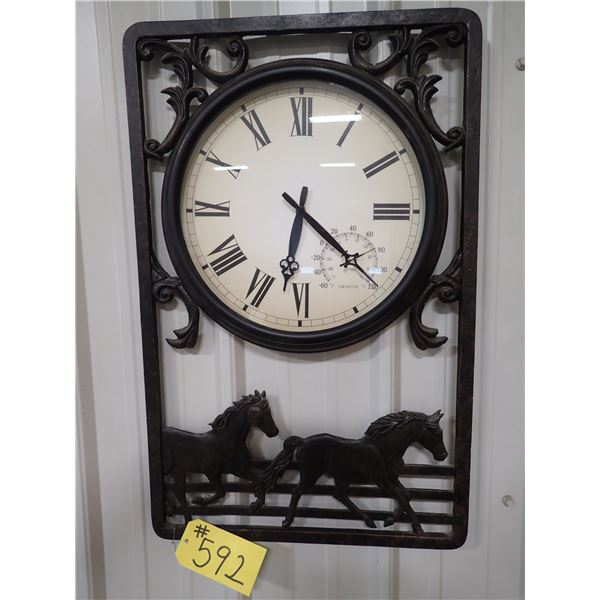 DECORATIVE HORSE CLOCK WITH THERMOMETER