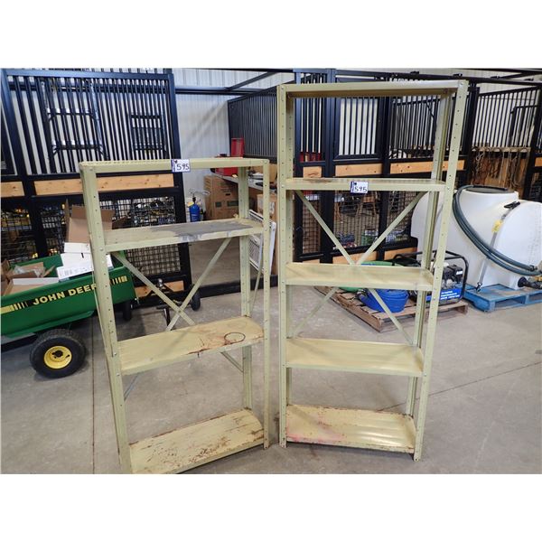 2 - METAL SHELVING UNITS (1) APPROX 30” WIDE X 61” HIGH X 12” DEEP & (1) APPROX 30” WIDE X 72” HIGH 