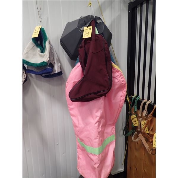 2 - GARMENT BAGS, BOOT BAG, HAT BOX