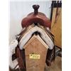 Image 2 : 14 1/2" TALL HORSE SADDLERY BARREL RACING SADDLE, 7” GULLET, C/W 30" WOOL FRONT CINCH