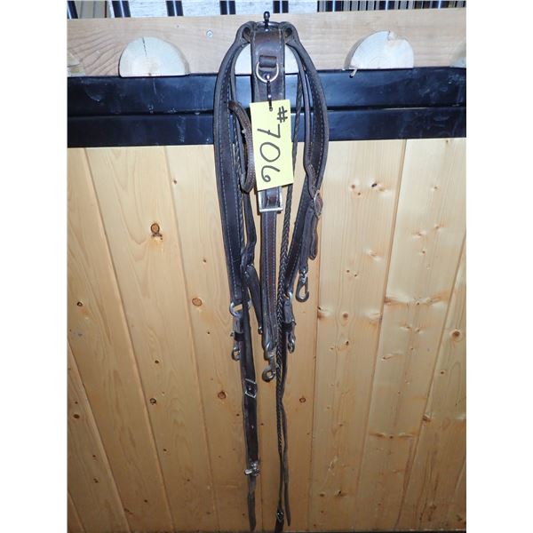 LEATHER HEADSTALL, BARREL RACING REINS, BREAST COLLAR