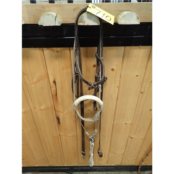 LEATHER HEADSTALL, BARREL RACING REINS, TIE DOWN