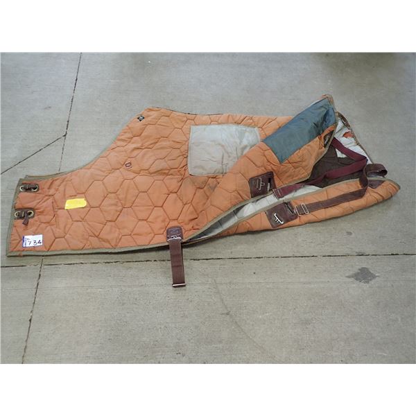BIG D WINTER HORSE BLANKET, WASHED & REPAIRED, SIZE 72