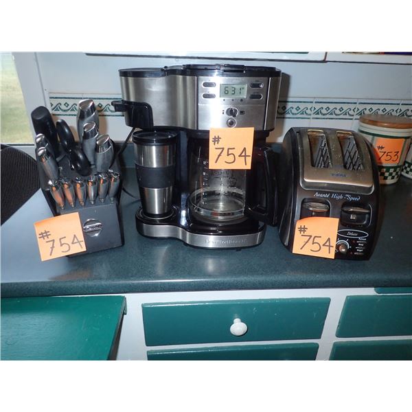 KNIFE SET, COFFEE MAKER & TOASTER