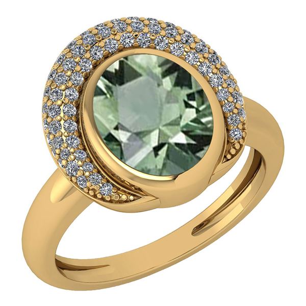 Certified 2.82 Ctw Green Amethyst And Diamond VS/SI1 Ha