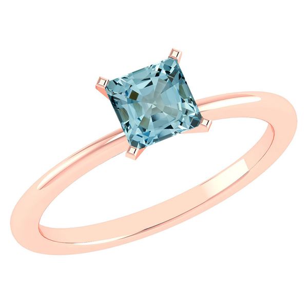 Certified 0.75 Ctw Aquamarine 18k Rose Gold Ring