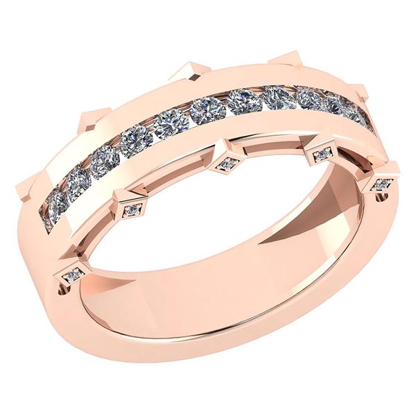 Certified 0.37 Ctw Diamond VS/SI1 Mens Band 18K Rose Go