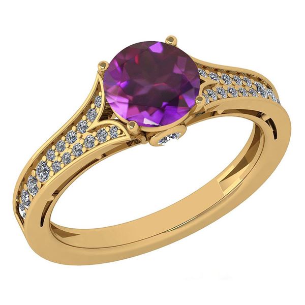 Certified 1.47 Ctw Amethyst And Diamond Wedding/Engagem