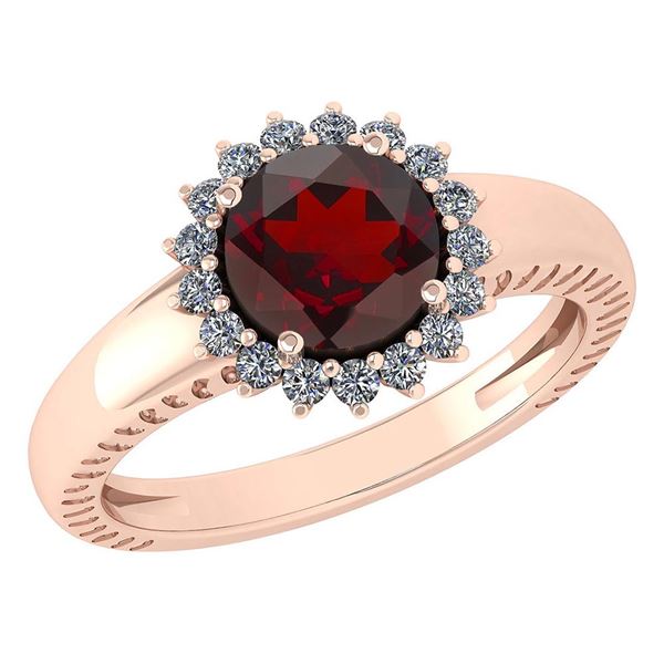 Certified 1.48 Ctw Garnet And Diamond Wedding/Engagemen