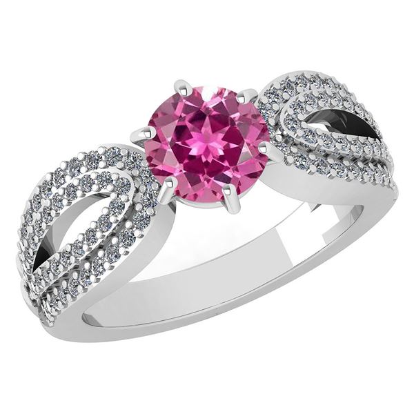 Certified 1.71 Ctw Pink Tourmaline And Diamond Wedding/