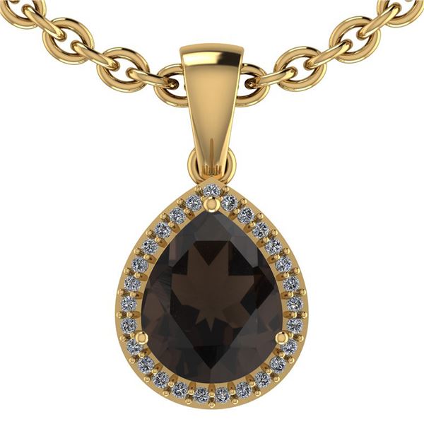 Certified 1.50 Ctw Smoky Quartz And Diamond I1/I2 10K Y