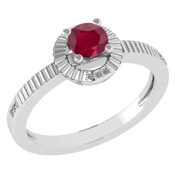 Certified 0.37 Ctw Ruby And Diamond 14k White Gold Halo
