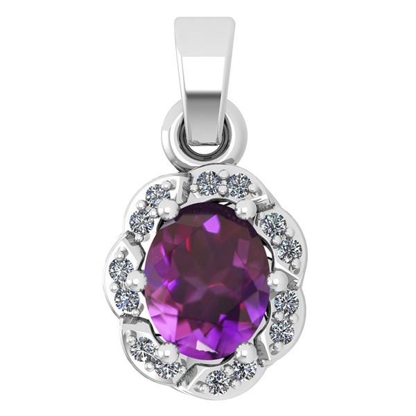 Certified 0.38 Ctw Amethyst And Diamond 14k White Gold