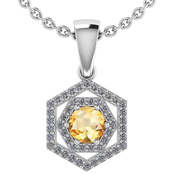 Certified 0.69 Ctw Citrine And Diamond 14k White Gold H
