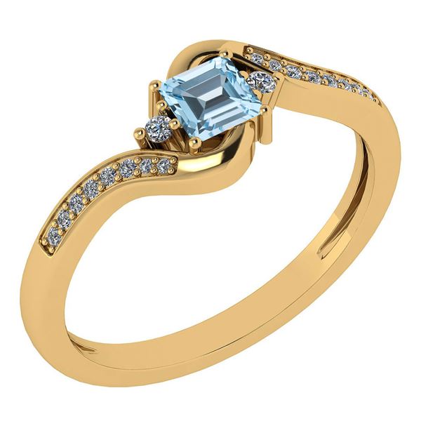 Certified 0.51 Ctw Blue Topaz And Diamond 14k Yellow Go