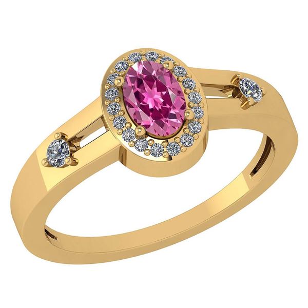 Certified 0.65 Ctw Pink Tourmaline And Diamond 14k Yell