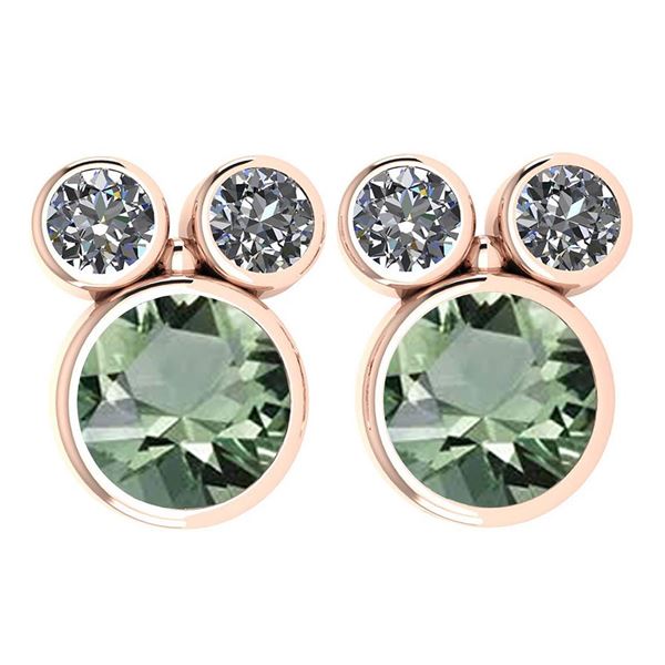 Certified 3.14 Ctw Green Amethyst And Diamond VS/SI1 Ea