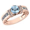 Image 1 : Certified 2.15 Ctw Aquamarine And Diamond 14k Rose Gold