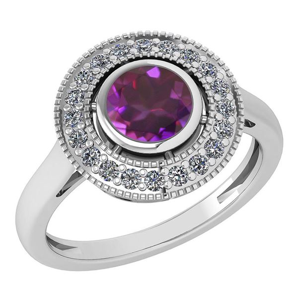 Certified 1.12 Ctw Amethyst And Diamond Wedding/Engagem