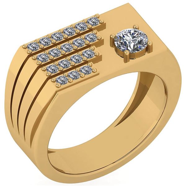 Certified 0.50 Ctw Diamond VS/SI1 Mens Ring 18K Yellow
