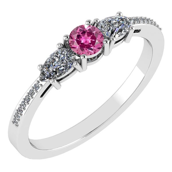 Certified 0.77 Ctw Pink Tourmaline And Diamond 14k Whit