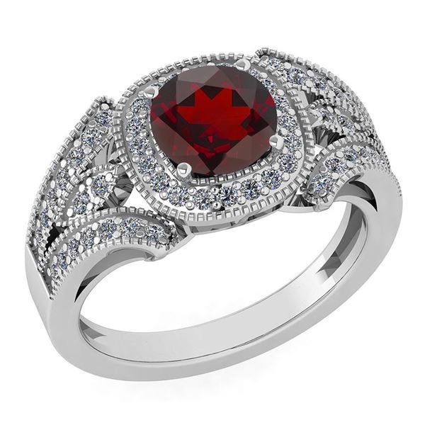 Certified 1.58 Ctw Garnet And Diamond Wedding/Engagemen