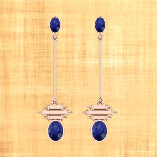 Certified 2.50 Ctw Blue Sapphire 18k Rose Gold Drop Ear