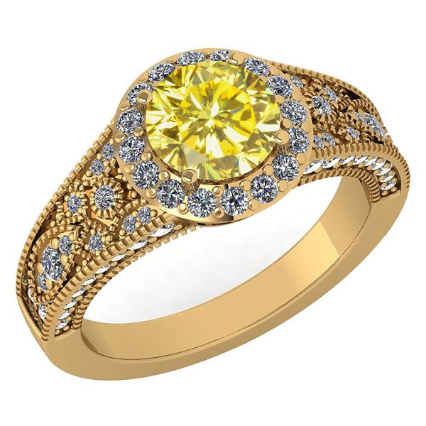 Certified 1.89 Ctw Treated Fancy Yellow Diamond And Whi