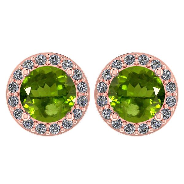 Certified 1.6 Ctw Peridot And Diamond 14k Rose Gold Hal