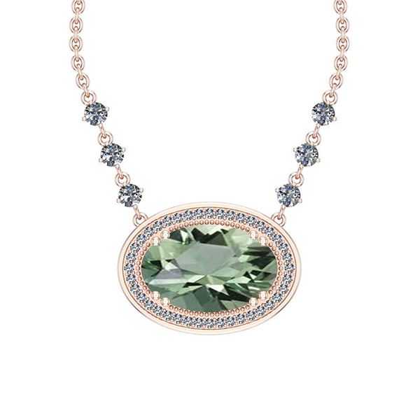 Certified 32.00 Ctw I2/I3 Green Amethyst And Diamond 14