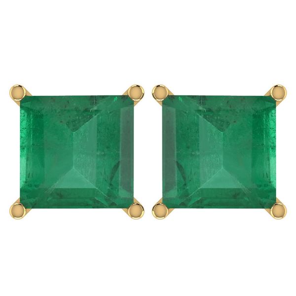 Certified 11.24 Ctw Genuine Emerald 14K Yellow Gold Stu