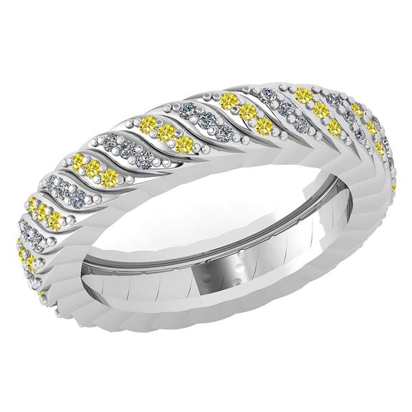 Certified 0.52 Ctw Treated Fancy Yellow Diamond 18K Whi