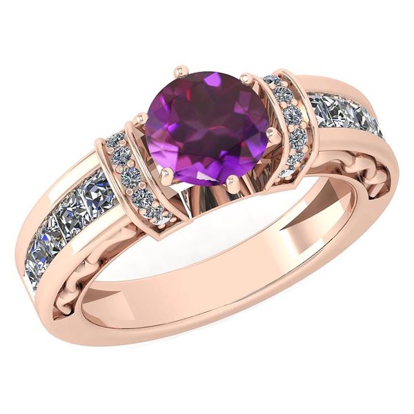 Certified 2.15 Ctw Amethyst And Diamond VS/SI1 14K Rose