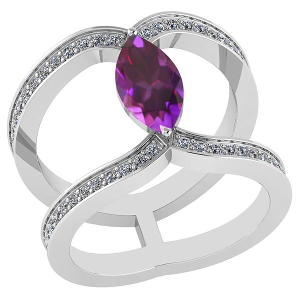 Certified 1.52 Ctw Amethyst And Diamond VS/SI1 Ring 18K