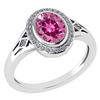 Image 1 : Certified 1.39 Ctw Pink Tourmaline And Diamond 14k Whit