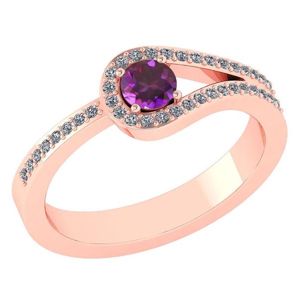 Certified 1.30 Ctw Amethyst And Diamond 14k Rose Gold H