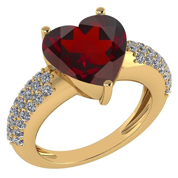 Certified 5.31 Ctw Garnet And Diamond VS/SI1 Ring 14K Y